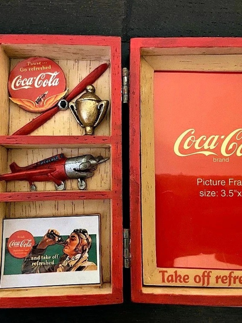 Coca-Cola Aviator Shadow Box Picture Frame Red